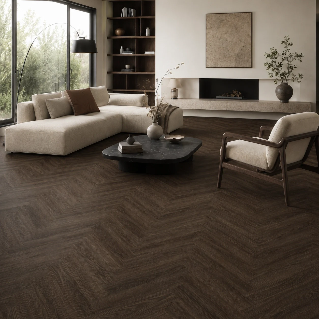 Polar Herringbone SPC - Weathered Oak